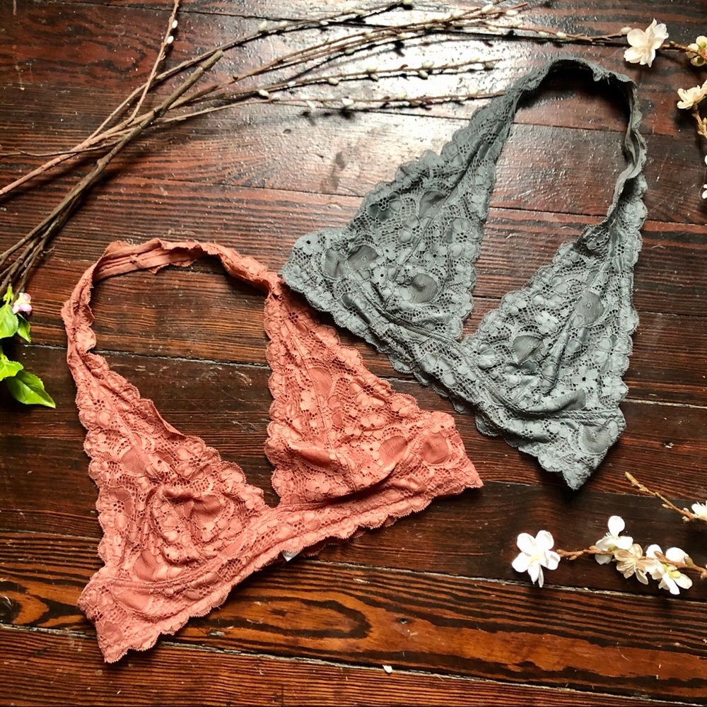 Free People | Two Lace Halter Bras | M